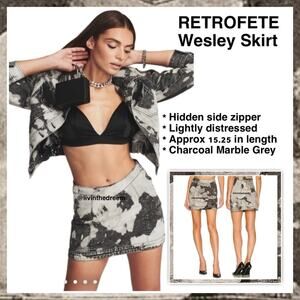 RETROFETE Wesley Skirt Charcoal - Marble Grey SZ M $195